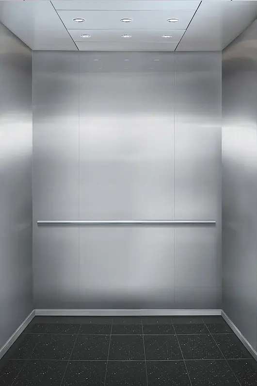 Stainless steel elevator interior