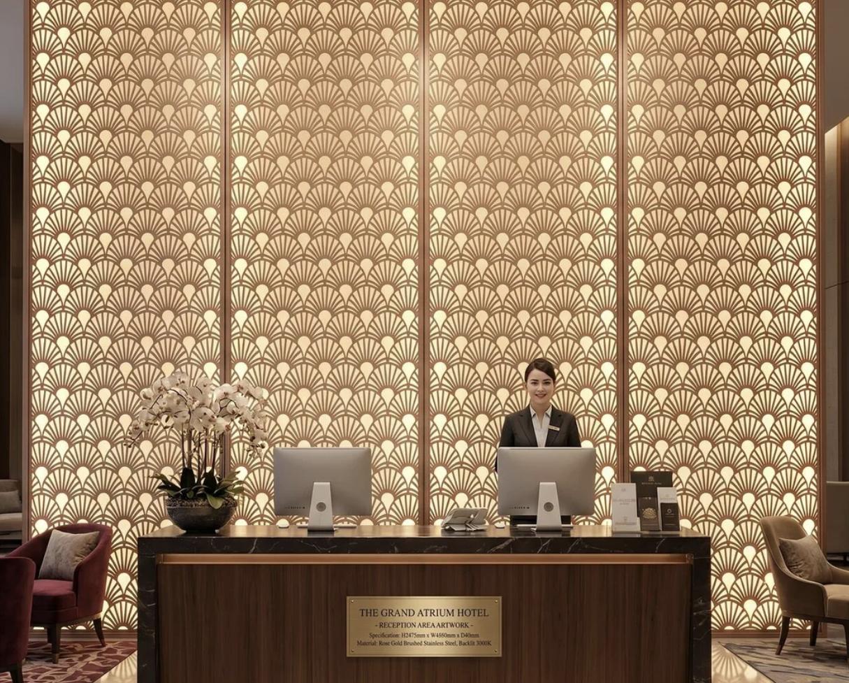 Decorative stainless steel wall installation